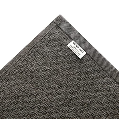 COTTON CRAFT Amazing Kitchen Towel - 12 Pack 100% Cotton Waffle Terry Towel | Charcoal - 16x28 Euro Café Waffle Weave Dish Towels - Soft Absorbent Quick Dry Low Lint Reusable Pantry Bar Cleaning Cloth - color: Charcoal, size: 12 Pack