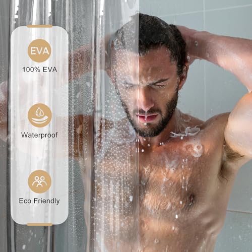 AmazerBath Shower Curtain Liner, 100% EVA Luxury Soft Clear Grey Heavy Duty Shower Curtain and Liner 2-in-1, 72x72 Plastic Weighted Bathroom Shower Curtain, 12 Rustproof Grommets & Heavyweight Stones - color: Rainbow Heroism, size: 72"W x 72"L (Pack of 1)
