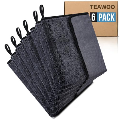 TEAWOO Shiny Wipes Shower Cleaning Cloth, Ultra Absorbent Car Drying Towel, 2 Pack 16 x 24 inch Microfiber Cleaning Cloth for Car, Bath & Househood - size: 6PCS 15.7*23.6 inch
