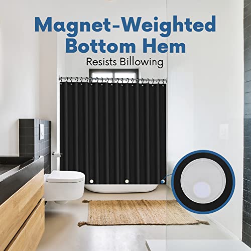 No Smell Shower Curtain Liner 72x72 Black - PEVA Plastic Shower Curtain for Bathroom, PVC-Free Waterproof Black Shower Liner with Metal Grommets and Magnet-Weighted Bottom Hem - Washable Liner - color: Black