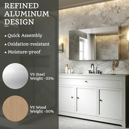 40 x 24 in Medicine Cabinet with Mirror and Side Panels, Silver | Surface or Recessed Medicine Cabinet Mirror with Storage, Adjustable Shelves, Aluminum Alloy Frame, Assembly Required - size: 40''x24''