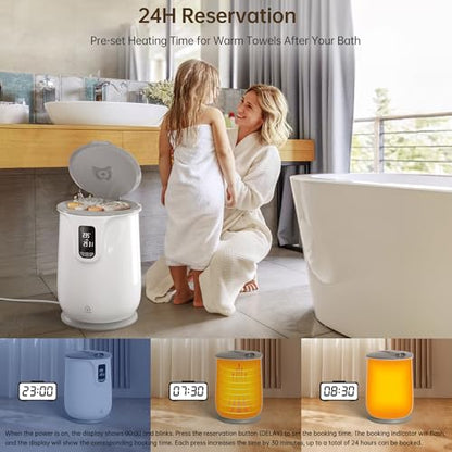 Labiim [Upgrade Smart Touch Screen] Towel Warmer, 24H Preset Heated Towel Warmer Bucket 20L Large Fast Heating for Bathroom Spa & Robes Blankets Heater Dryer for Home Families PJ‘s & More, Grey