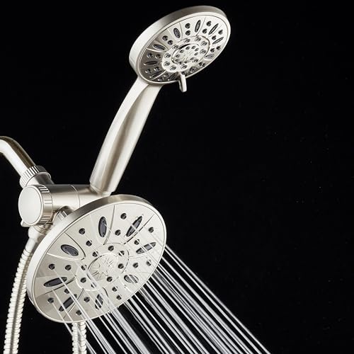 AquaDance Premium High Pressure 3-Way Rainfall Combo Combines The Best of Both Worlds-Enjoy Luxurious Rain Showerhead and 6-Setting Hand Held Shower Separately or Together, Satin Nickel - color: Satin Nickel