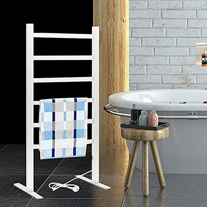 Portable Freestanding Towel Warmer, Aluminum Alloy Electric Heated Towel Rack, Bathroom Constant Temperature Heated Towel Rail Radiator with 6 Square Bar, 520X390x1050mm
