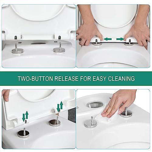 White Square Quick Release Toilet Seat with Cover - Easy Clean, Top Fix Installation, 36 x 47 cm - Universal Fit for Standard Toilets - size: 36*47cm