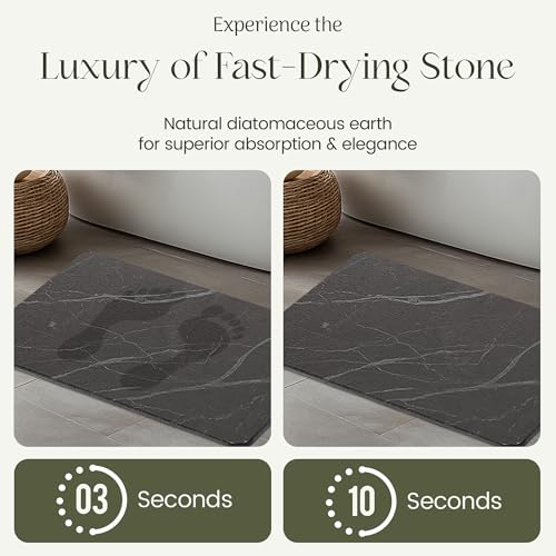 Quick Dry Shower Stone Bath Mat, Super Absorbent & Non-Slip 24 x 16 Inch Diatomaceous Earth Mat, Durable & Easy to Clean Diatomite Bath Mat for Bathroom Floor/Kitchen (Charcoal) - color: Charcoal