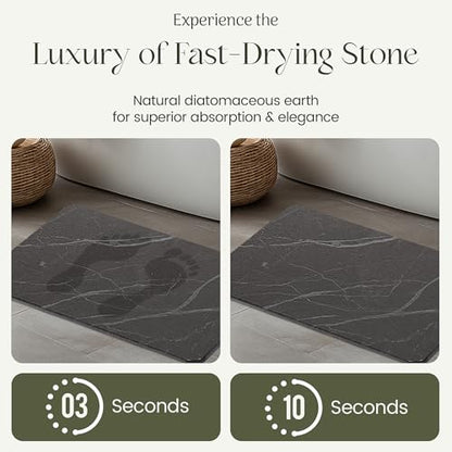 Quick Dry Shower Stone Bath Mat, Super Absorbent & Non-Slip 24 x 16 Inch Diatomaceous Earth Mat, Durable & Easy to Clean Diatomite Bath Mat for Bathroom Floor/Kitchen (Charcoal) - color: Charcoal
