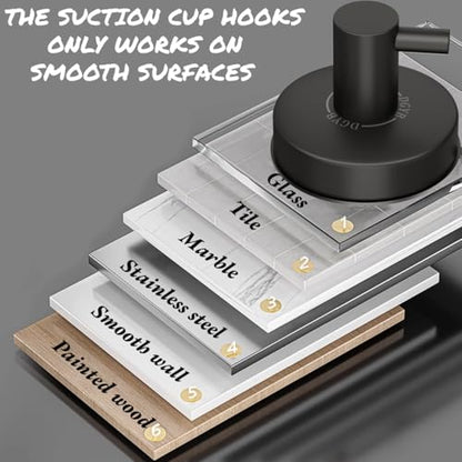 DGYB Suction Cup Hooks for Shower Black Bathroom Hooks Suction Set of 2 Removable Wall Hook for Hanging Towels, Robe, Loofah, Coats - color: BLACK 2