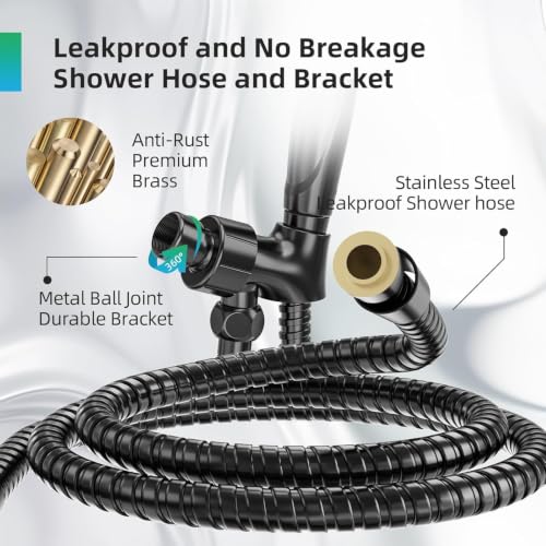 Shower Head, 9 Settings High Pressure shower head with handheld, Built-in Pause Mode & Power Wash, Non-Clogging Nozzles, 6ft Hose,Bracket (Matte Black) - color: Matte Black
