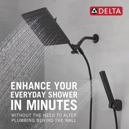 Delta Matte Black Rain Shower Head and Handheld Combo, 10-inch Square Shower Head Rainfall, Overhead Rain Showerhead, Matte Black 75527-BL - color: Matte Black
