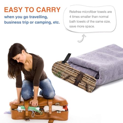 Large Bamboo Raft Bath Towel Super Absorbent Quick Dry Bathroom Towel Sand Free Microfiber Beach Towels for Bathroom, Gym, Spa and Hotel Towel 27.5"x55"