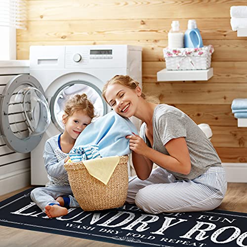 ROMAMIGO Non Slip Laundry Runner Rug - Farmhouse Kitchen Floor Mat for Mudroom and Bathroom - Black, 20 X 47 Inches - color: Black