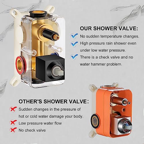JOMEOO® 12 Inch Matte Black Shower System, Wall Mounted High Pressure Rain Shower Head with Handheld Sprayer, Bathroom Luxury Black Shower Head Shower Faucet Set Rough in Valve Body and Trim - color: Matte Black