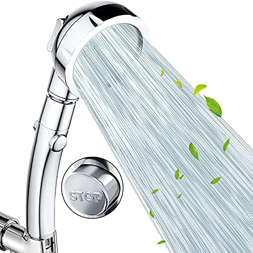 Nosame Shower,High Pressure Handheld Shower Head with ON/Off Pause Switch 3-Settings Water Saving Showerhead, Chrome Finish Bathroom 1.6 GPM Shower Accessorie | High Pressure Handheld Shower Head with ON/Off Pause Switch 3-Settings Water Saving Showerhead