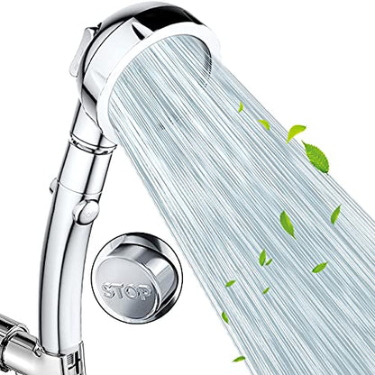 Nosame Shower,High Pressure Handheld Shower Head with ON/Off Pause Switch 3-Settings Water Saving Showerhead, Chrome Finish Bathroom 1.6 GPM Shower Accessorie | High Pressure Handheld Shower Head with ON/Off Pause Switch 3-Settings Water Saving Showerhead