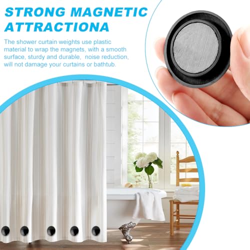 Magnetic Shower Curtain Weights, 10Pack Heavy Duty Shower Liner Weights with Rubber Covered, Rust-Free Curtain Counterweight, Windproof for Drapery, Tablecloth & Outdoor Flag - color: Black