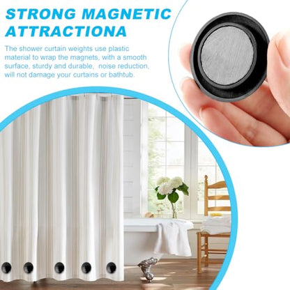Magnetic Shower Curtain Weights, 10Pack Heavy Duty Shower Liner Weights with Rubber Covered, Rust-Free Curtain Counterweight, Windproof for Drapery, Tablecloth & Outdoor Flag - color: Black