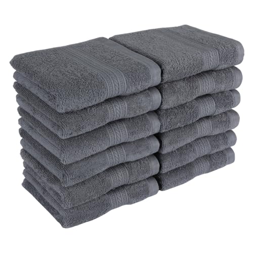 Kaufman - Luxury Washcloths 12 Pack | 13 x 13 in | 100% Cotton Face Towels | Soft Feel Wash Cloths for Your Face and Body, Highly Absorbent - Wash Cloth Essential for Showering Bathroom, Spa, and Gym - color: Steel, size: 12 Washcloths