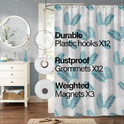 Plastic Shower Liner - Premium PEVA 4G Shower Curtain Liner with Rustproof Grommets and 3 Weighted Magnets, Waterproof Shower Curtains for Bathroom (Green Feather) - color: Green Feather, size: 71"W x 71"L (Pack of 1)