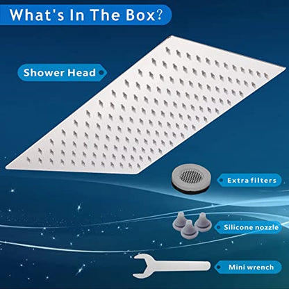 Voolan Rain Shower head, High Pressure Shower Head Made of 304 Stainless Steel, Relaxed Shower Experience Even at Low Water Flow and Pressure (10" Chrome) - color: Chrome, size: 10 Inch