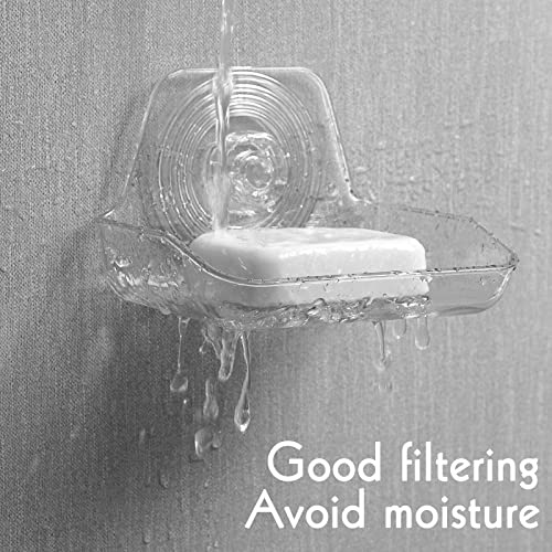 Self Adhesive Soap Dish Wall Mounted, Plastic Soap Saver, Sponge Soap Holder for Shower Wall, Bathroom, Kitchen ((Clear A)) - size: 1