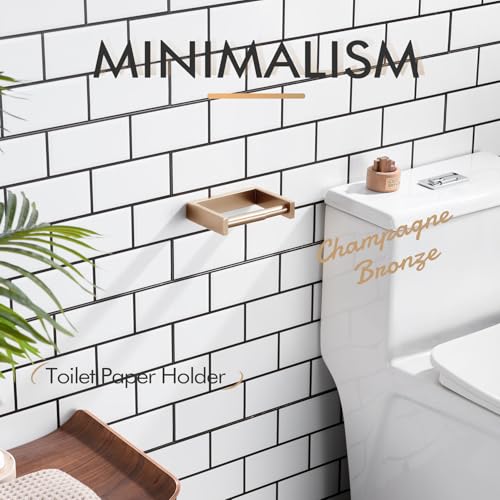 KOKOSIRI Toilet Paper Holder Spring Loaded Bathroom Toilet Roll Holder Wall Mount Champagne Bronze Stainless Steel B2011CPG - color: Champagne Bronze, size: Without Shelf