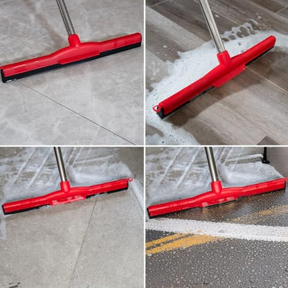 Water Broom & Floor Squeegee Scrubber with 51" Adjustable Pole & EVA Foam Blade – Indoor/Outdoor Use for Garage, Patio, Bathroom, Tile, Marble