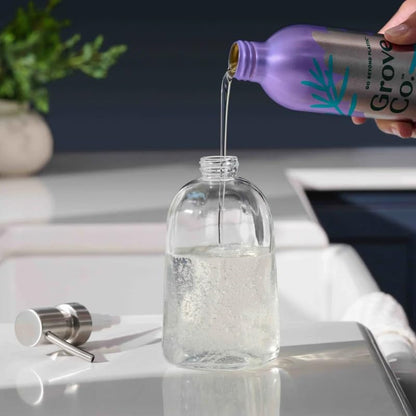 Grove Co. Glass Hand Soap Dispenser with Stainless Steel Pump, 12oz | Glass bottle; Stainless-steel pump; Reusable; Pair with Grove Co. Hand Soap; No Plastic Waste - size: 13.5 Ounce (Pack of 1)