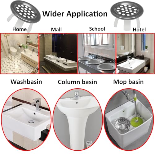 4 Pack Stainless Steels Sink Trim Overflow Covers,Bathroom Kitchen Basin Sink Round Over flow Drain Cover,Vanity Sink Overflow Cap,Mesh Hole Trim Ring for Kitchen Bathroom - style: Mesh Hole