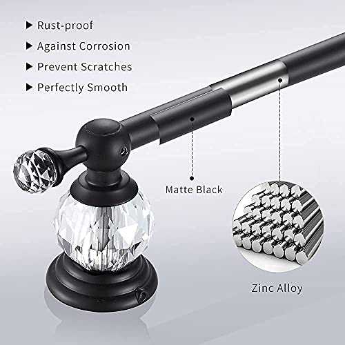 WINCASE Crystal Towel Bar, Black Adjustable Towel Rack, Single Hand Towel Holder Bathroom Shower Towel Rail Rod Modern Luxury Wall Mount Matte Black - color: Black Towel Bar