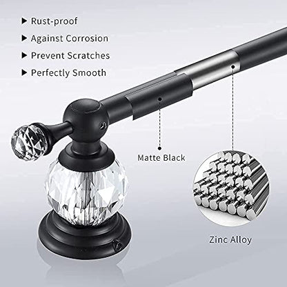 WINCASE Crystal Towel Bar, Black Adjustable Towel Rack, Single Hand Towel Holder Bathroom Shower Towel Rail Rod Modern Luxury Wall Mount Matte Black - color: Black Towel Bar