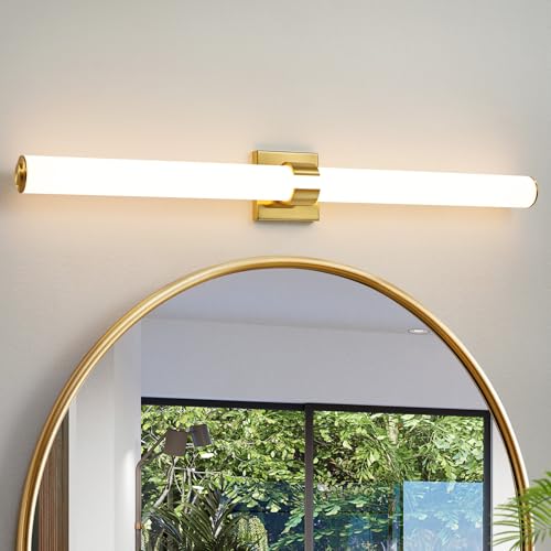 AIJIASI Bathroom Light Fixtures - 39 Inch Gold Bathroom Lights Over Mirror LED Vanity Light with Acrylic Shade, 36W Modern Vanity Lighting Fixtures for Mirror Living Room Gallery 3000K - color: Gold, size: 39 INCH