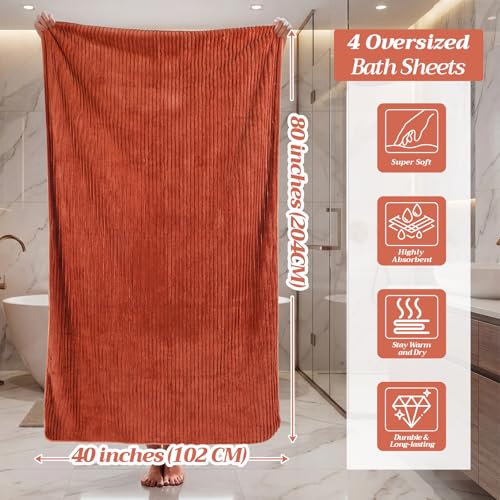 4 Pcs Extra Large Bath Towel 40x80'',Neutral Earth Styles - color: Neutral Earth Styles