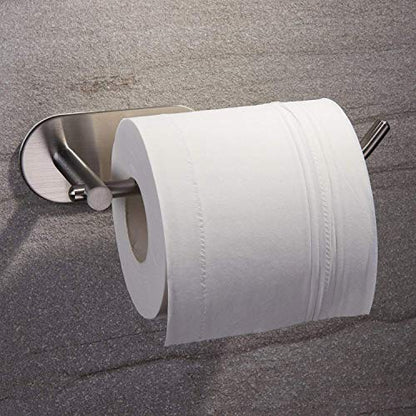 Self Adhesive Wall Mount Toilet Paper Holder Adhesive Toilet Roll Holder for Bathroom Kitchen Stick on Wall Stainless Steel Brushed - color: Silver