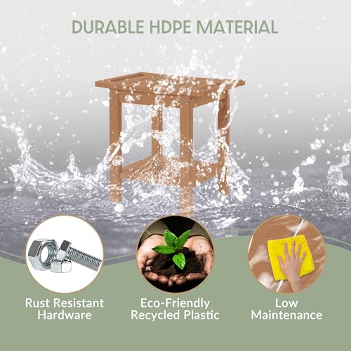 Sage HDPE Poly Plastic Waterproof Bathroom Shower Bench, Teak - color: Teak