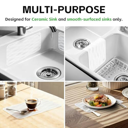 4 Pack Clear Silicone Kitchen Sink Protector Mat, for Ceramic and Smooth-Surface Sinks, 12"x6" - Scratch Resistant, Noise Reducing
