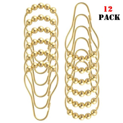 Shower Curtain Hooks Rings, Rustproof Metal Shower Curtain Rings for Bathroom Shower Rods Curtains - Set of 12, Golden - color: Golden