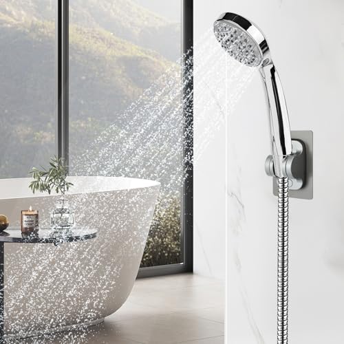 2-Pack MAYYAYA Shower Head Holder, Adhesive Wall Mount, Grey | Heavy Duty Wall Mounted Shower Head Shelf Bracket, ABS Stick-on Wall Bracket with Strong Adhesive for Handheld Shower Heads - color: Gray