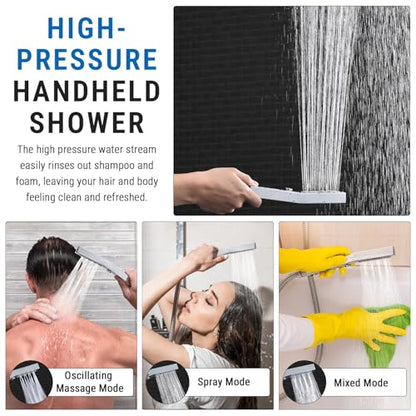 G-Promise 16 Inch All Metal Rain Shower Head with Handheld Spray (Chrome) | Suits Every Height, Pause Mode Diverter, Massage Mode Handheld, Full Body Coverage, Easy to Install, Modern Bath Upgrade - color: Chrome, size: 16 Inch