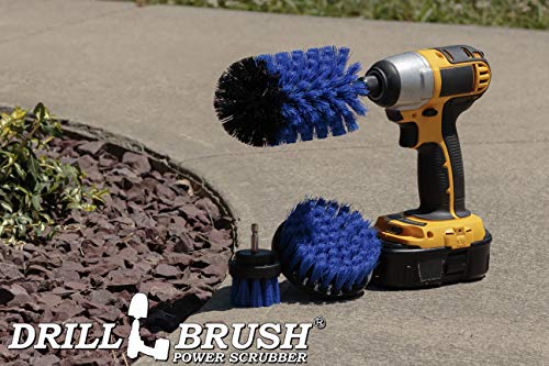 Blue Medium Stiffness Boat Brush Cleaning Set - Pool Liner Cleaning Tools Supplies - Pool Cleaner - Professional Aquarium Cleaner Set - Car Wash Detailing and Scrubbing Brush Kit – Boat Scrubber - color: Blue