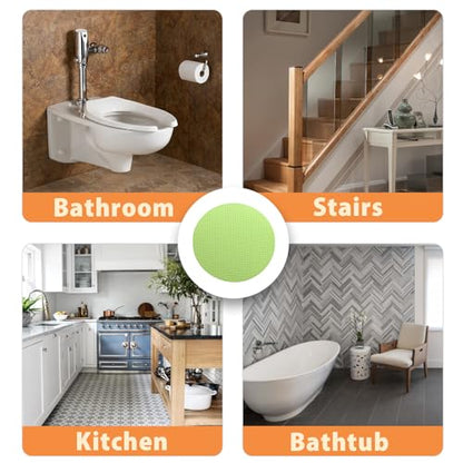 24 PCS Green Round Shape Bathtub Non Slip Stickers | Adhesive Decals, Anti Slip for Shower, For Floor Bathroom Stairs Ladders, Includes Scraper - color: Green