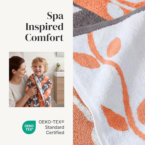 Modern Threads 6 Piece Bath Towel Set – Bathroom Set with 2 Bath Towels, 2 Hand Towels, and 2 Wash Cloths – 100% Cotton, Super Absorbent & Extra Soft – Reversible Natural Vine (Rust Orange) - color: Rust Orange
