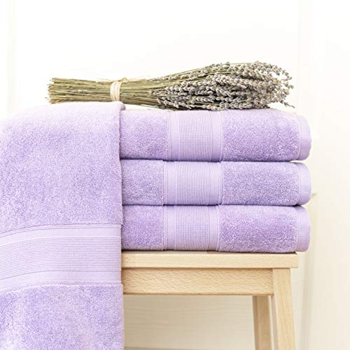 Luzia 8 Piece Bathroom Towel Set - 100% Turkish Cotton, Premium Quality - 2 Bath Towels 2 Hand Towels and 4 Washcloths (Lavender/Purple) - color: Lavender