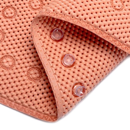 Bathtub Mat Non Slip 36” X 17” Shower Mat Soft Foam Bath Mats for Bathroom Tub, Bathtub Mat with Drain Holes, Suction Cups, Shower Mat Non Slip (Orange, 36'' x 17'') - color: Orange