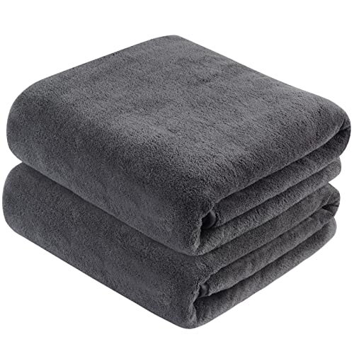 Microfiber Bath Towels 2 Pack Quick Dry Large Shower Towels Gray | Large absorbent bath towel for shower, spa, swimming, pool. Soft quick dry microfiber, 30x60 inch for women and men - color: Grey#2, size: 30x60 inch