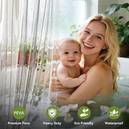 Clear Shower Curtain Liner 72x72, 2 Pack PEVA Waterproof Plastic Shower Curtain with 3 Extra Strong Magnets & 12 Metal Grommets, Lightweight Vinyl Shower Liner for Bathroom, 72 x 72 Inches - color: Clear, size: 72"W x 72"L (Pack of 2)