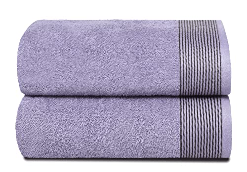 BELIZZI HOME Ultra Soft 2 Pack Oversized Cotton Bath Towels, 28x55 inches, Purple - color: Purple