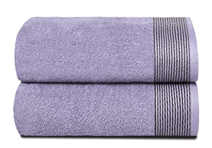 BELIZZI HOME Ultra Soft 2 Pack Oversized Cotton Bath Towels, 28x55 inches, Purple - color: Purple