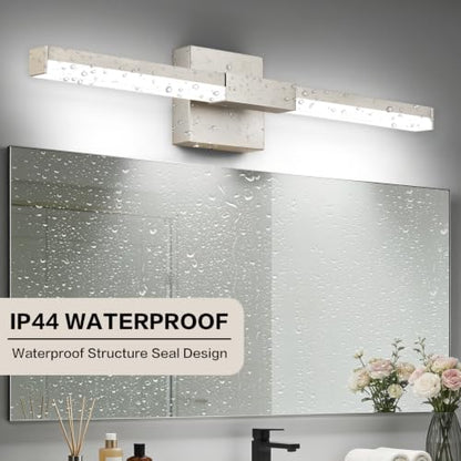 SOLFART Bathroom Light Fixture Dimmable: Brushed Nickel 24-Inch Built-in Step Dimming Vanity Lights for Bathroom ETL IP44 - color: Brushed Nickel-6000K, 5-Step Brightness Control, size: 24 inch