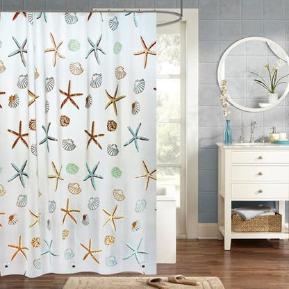 Plastic Shower Liner - Premium EVA Thickened Shower Curtain Liner with Rustproof Grommets and 3 Weighted Magnets, Waterproof Shower Curtain for Bathroom… (6G-Starfish, 72”*72”) - color: 6g-starfish, size: 72”*72”